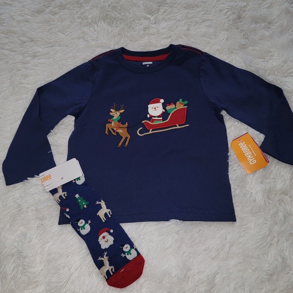 Gymboree Boys Holiday Top With matching socks